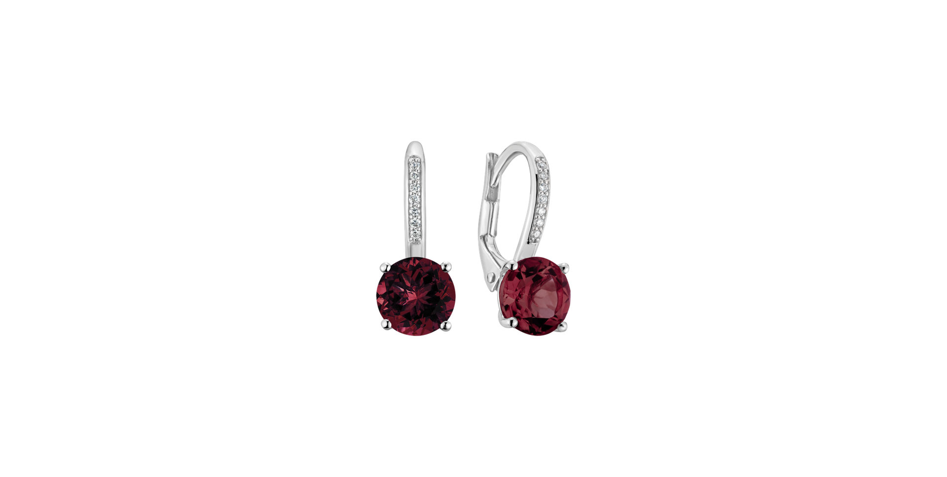 Diamond earrings with Rhodolite Carleton
