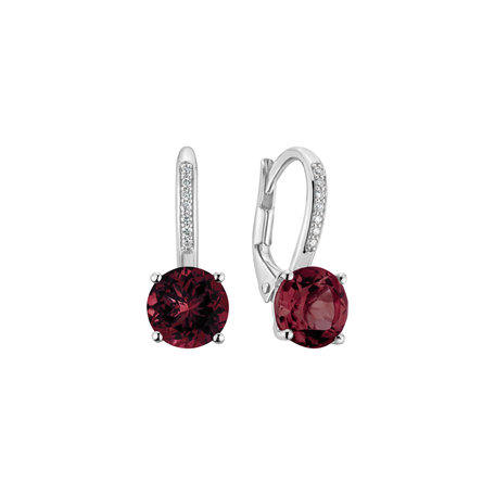 Diamond earrings with Rhodolite Carleton
