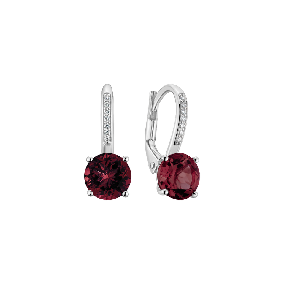 Diamond earrings with Rhodolite Carleton