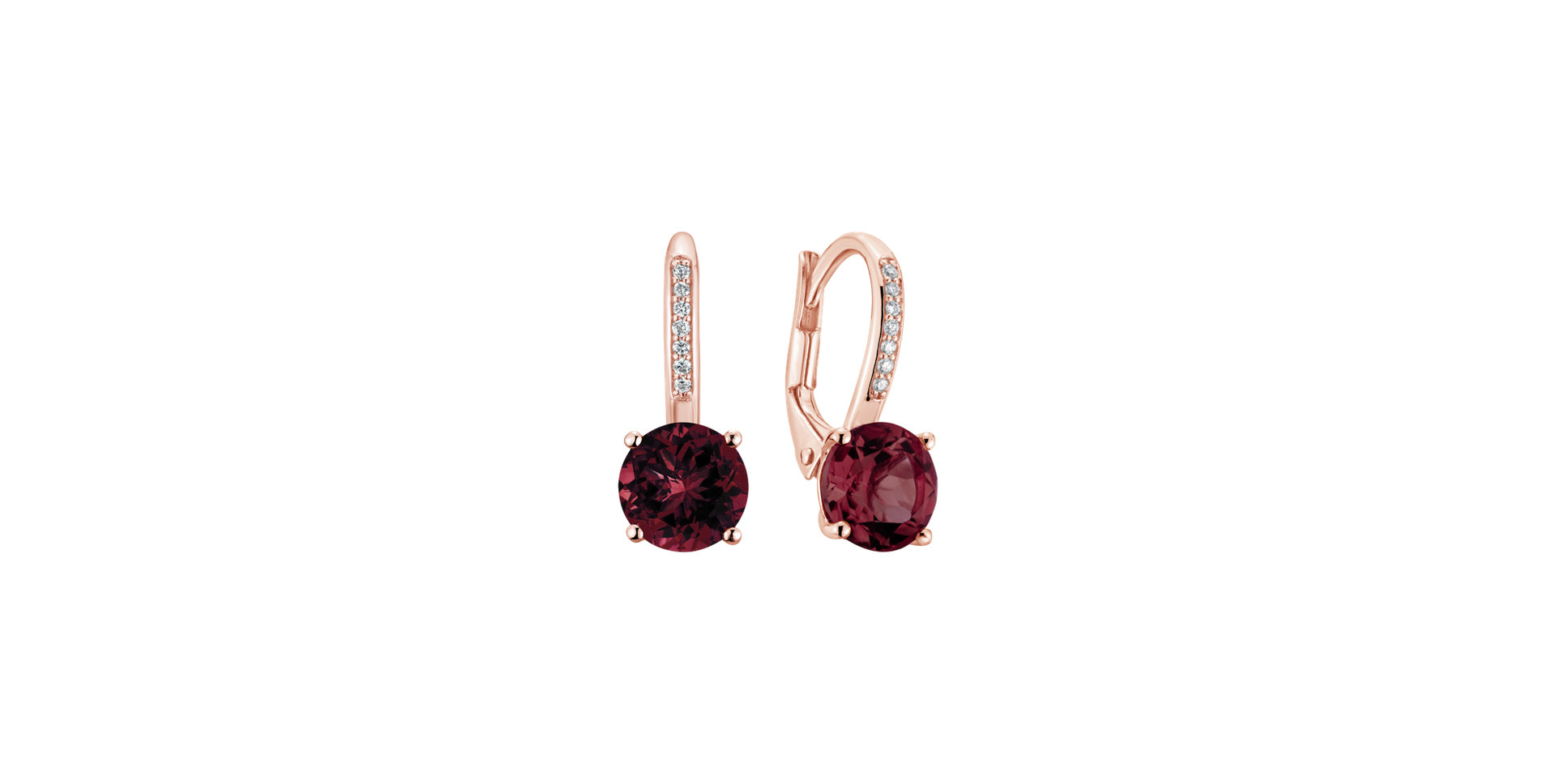 Diamond earrings with Rhodolite Carleton