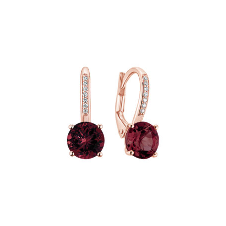 Diamond earrings with Rhodolite Carleton