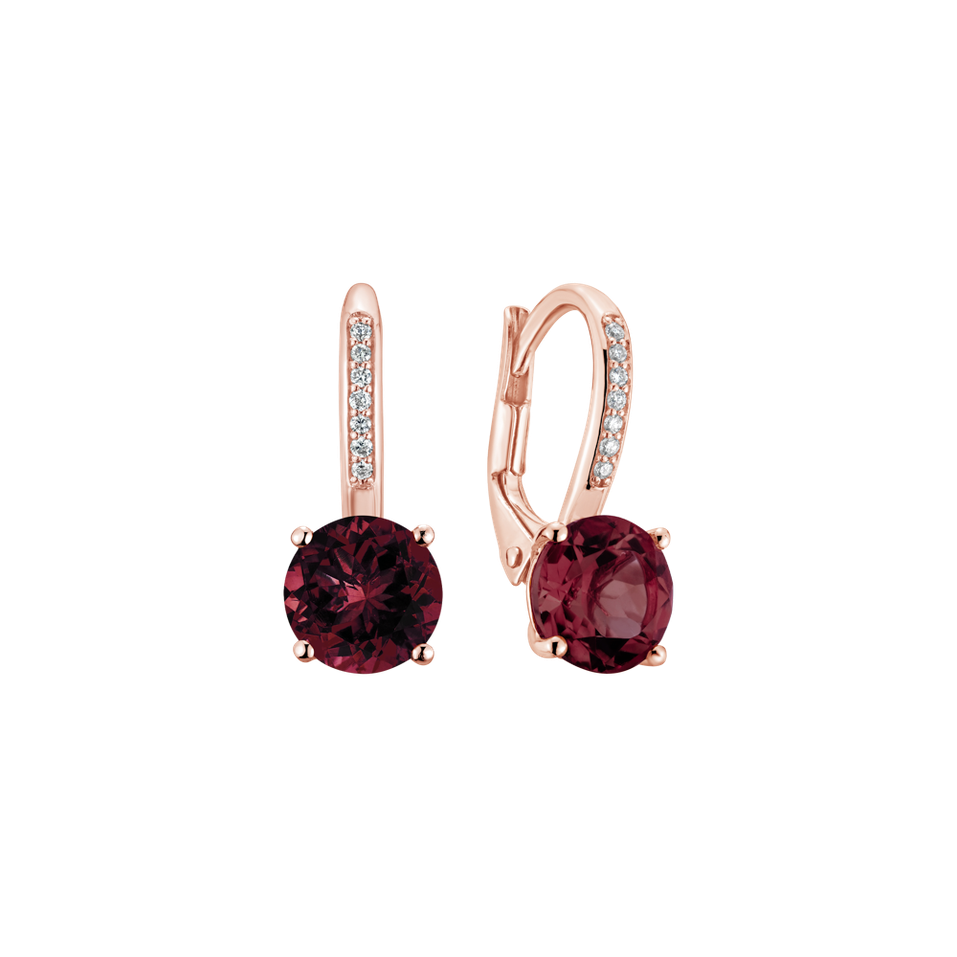 Diamond earrings with Rhodolite Carleton