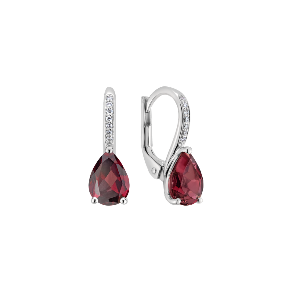 Diamond earrings with Rhodolite Lauriene