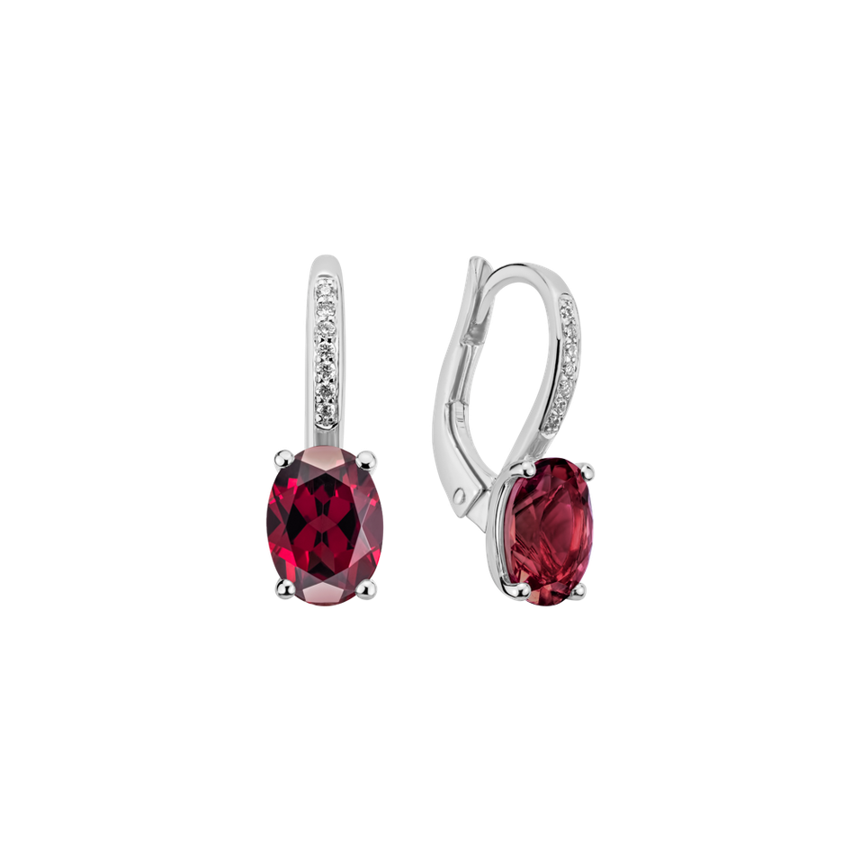 Diamond earrings with Rhodolite Lauriene