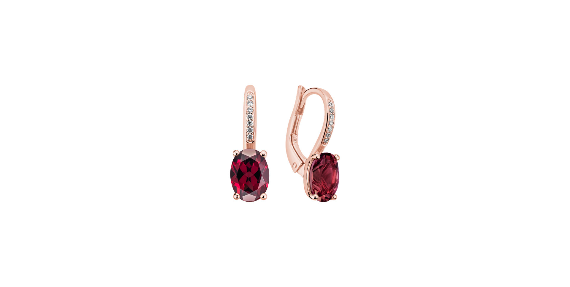 Diamond earrings with Rhodolite Lauriene