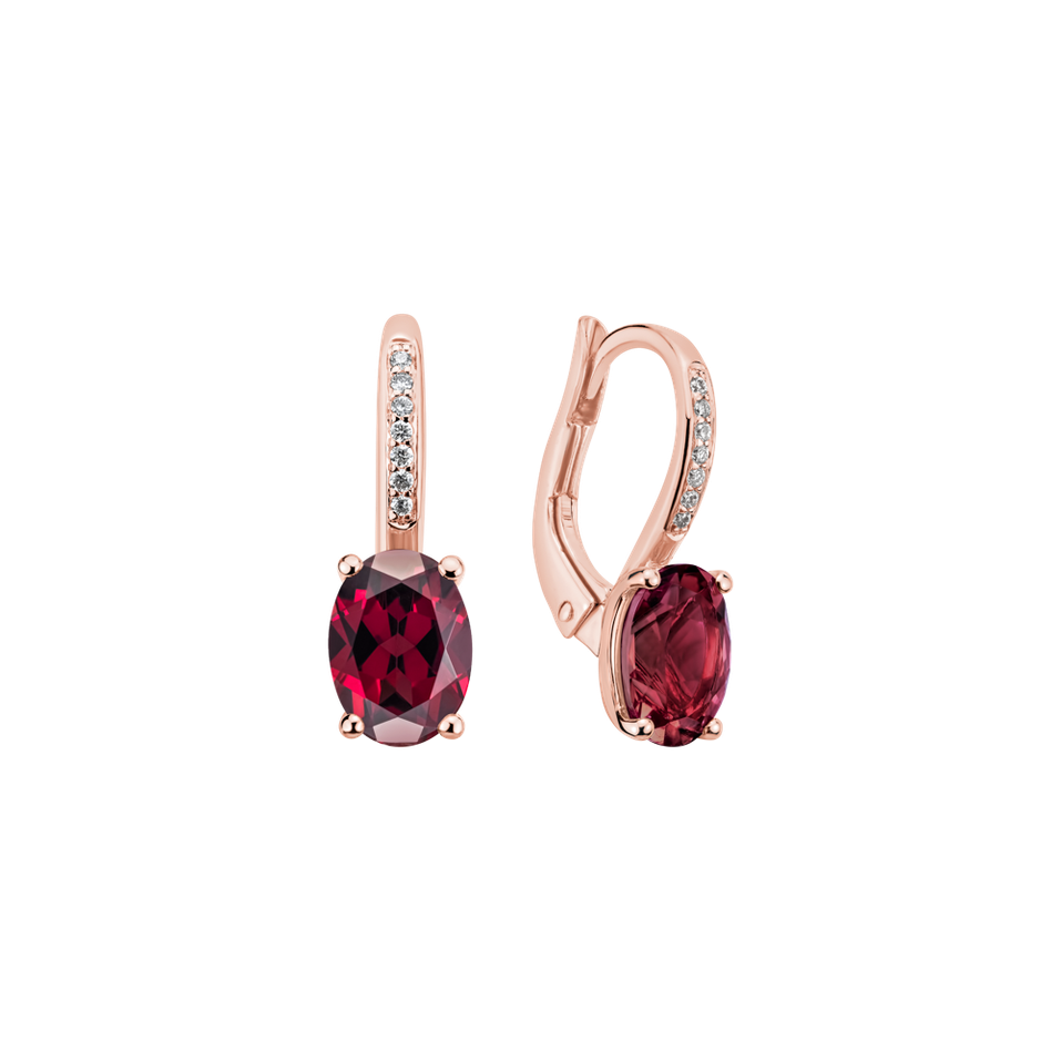Diamond earrings with Rhodolite Lauriene