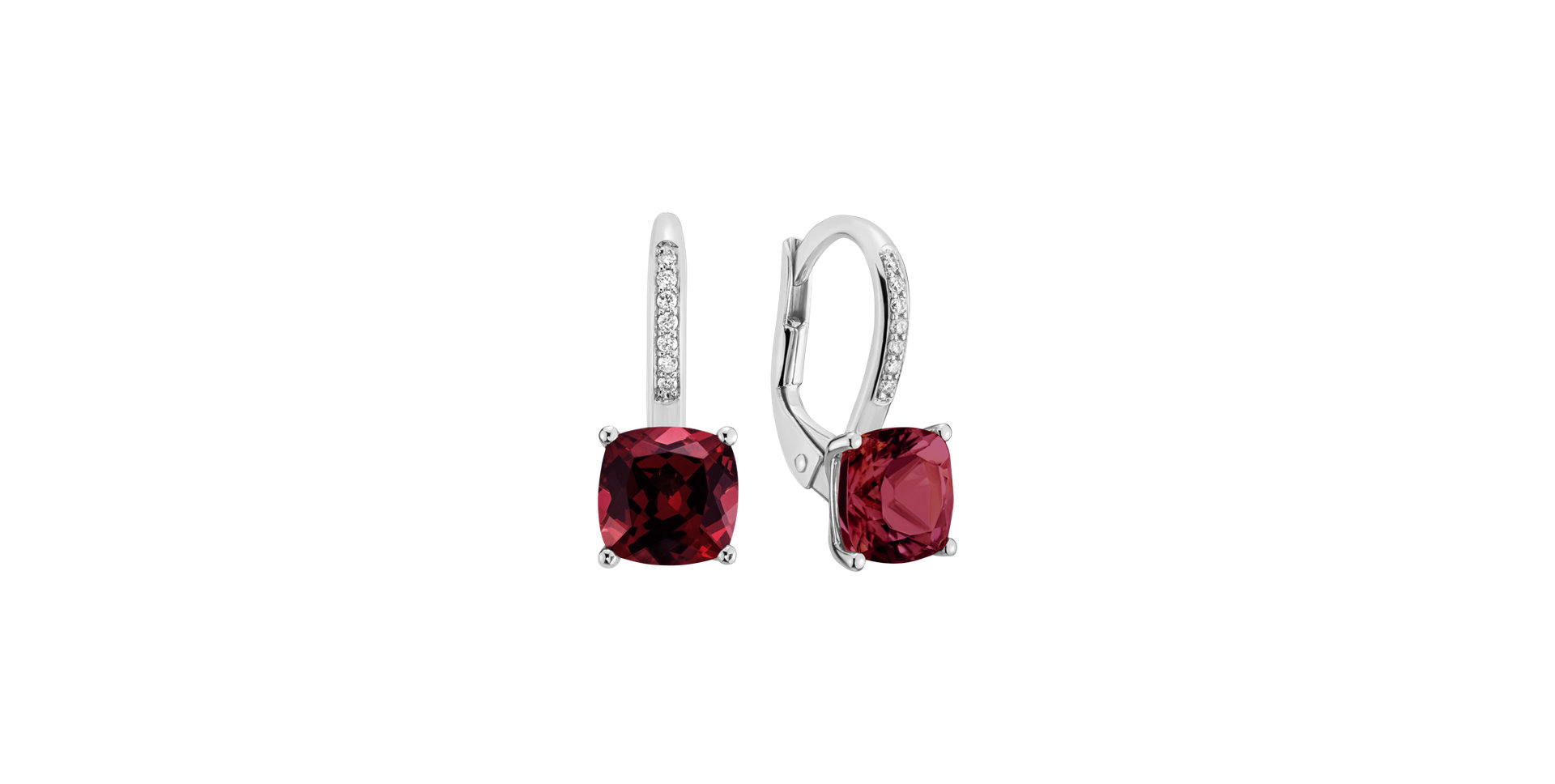 Diamond earrings with Rhodolite Calypso