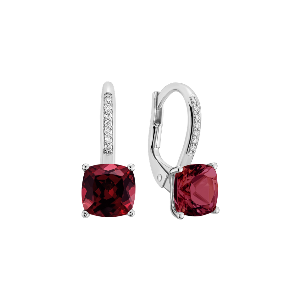 Diamond earrings with Rhodolite Calypso