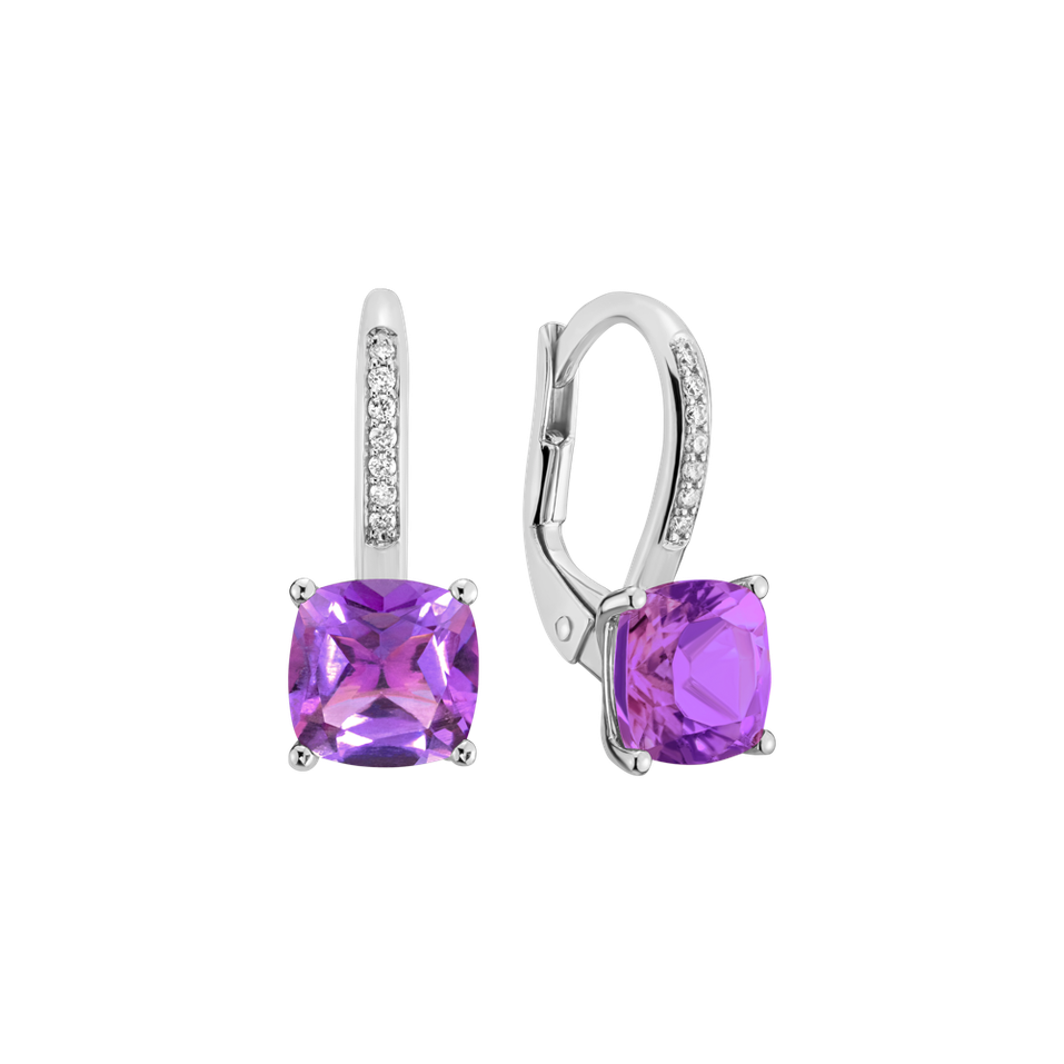 Diamond earrings with Amethyst Calypso
