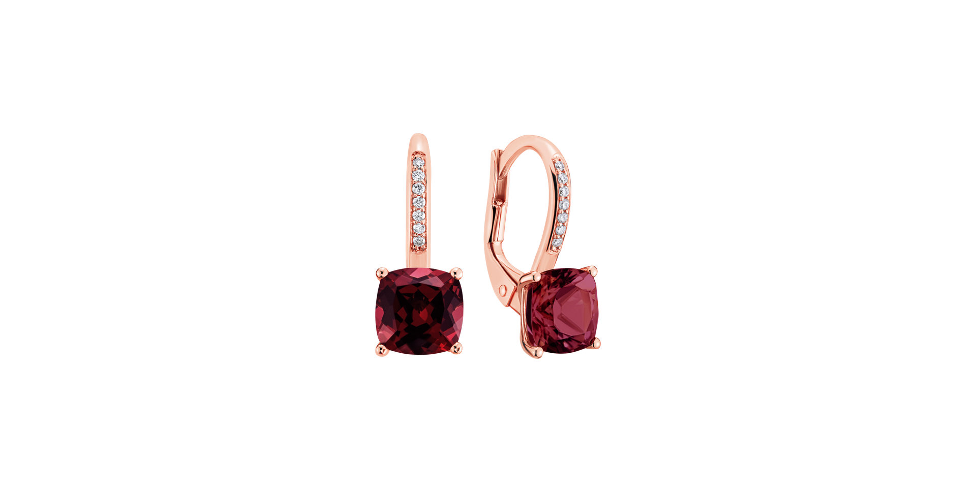 Diamond earrings with Rhodolite Calypso