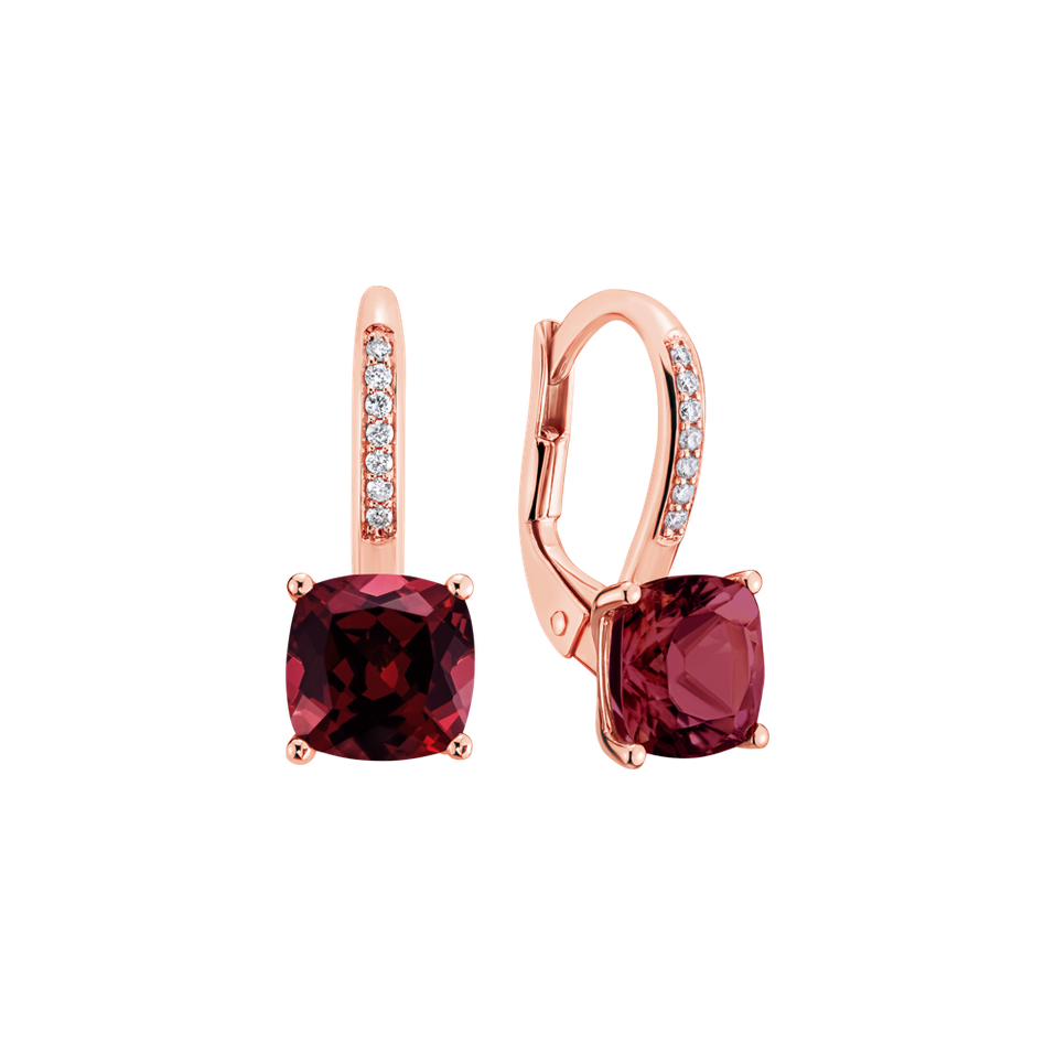 Diamond earrings with Rhodolite Calypso