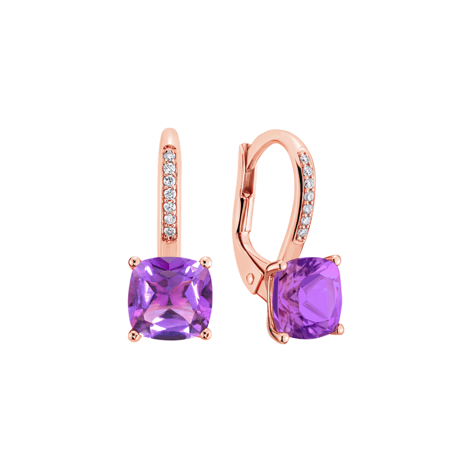 Diamond earrings with Amethyst Calypso
