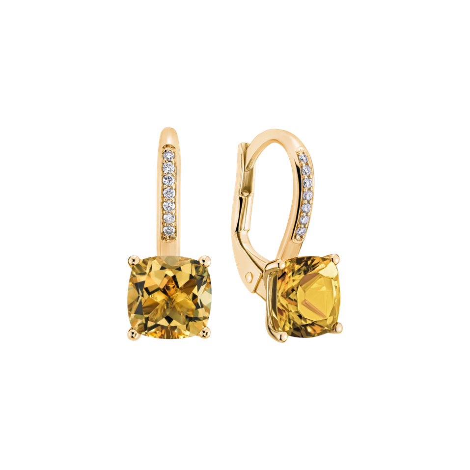 Diamond earrings with Citrine Calypso