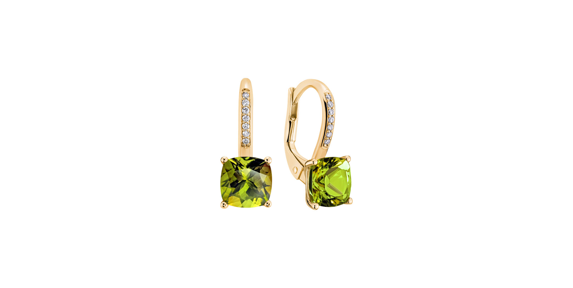 Diamond earrings with Peridot Calypso