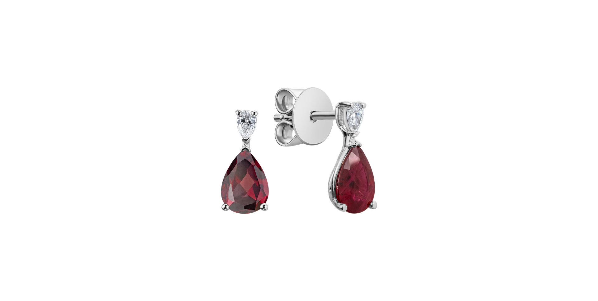 Diamond earrings with Rhodolite Whispers of Light