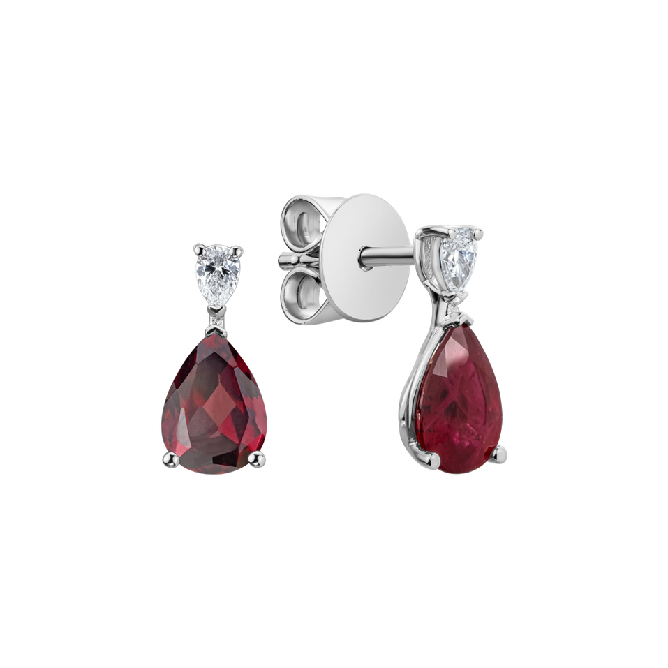 Diamond earrings with Rhodolite Whispers of Light