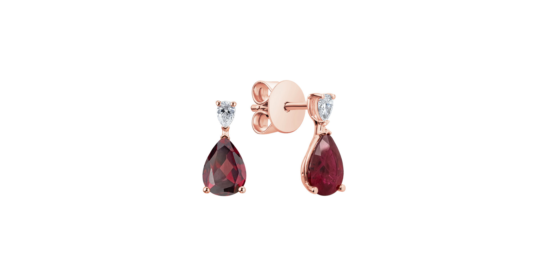 Diamond earrings with Rhodolite Whispers of Light
