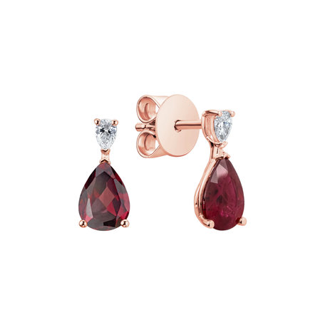 Diamond earrings with Rhodolite Whispers of Light