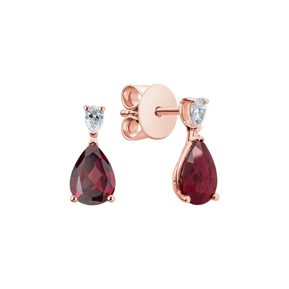 Diamond earrings with Rhodolite Whispers of Light