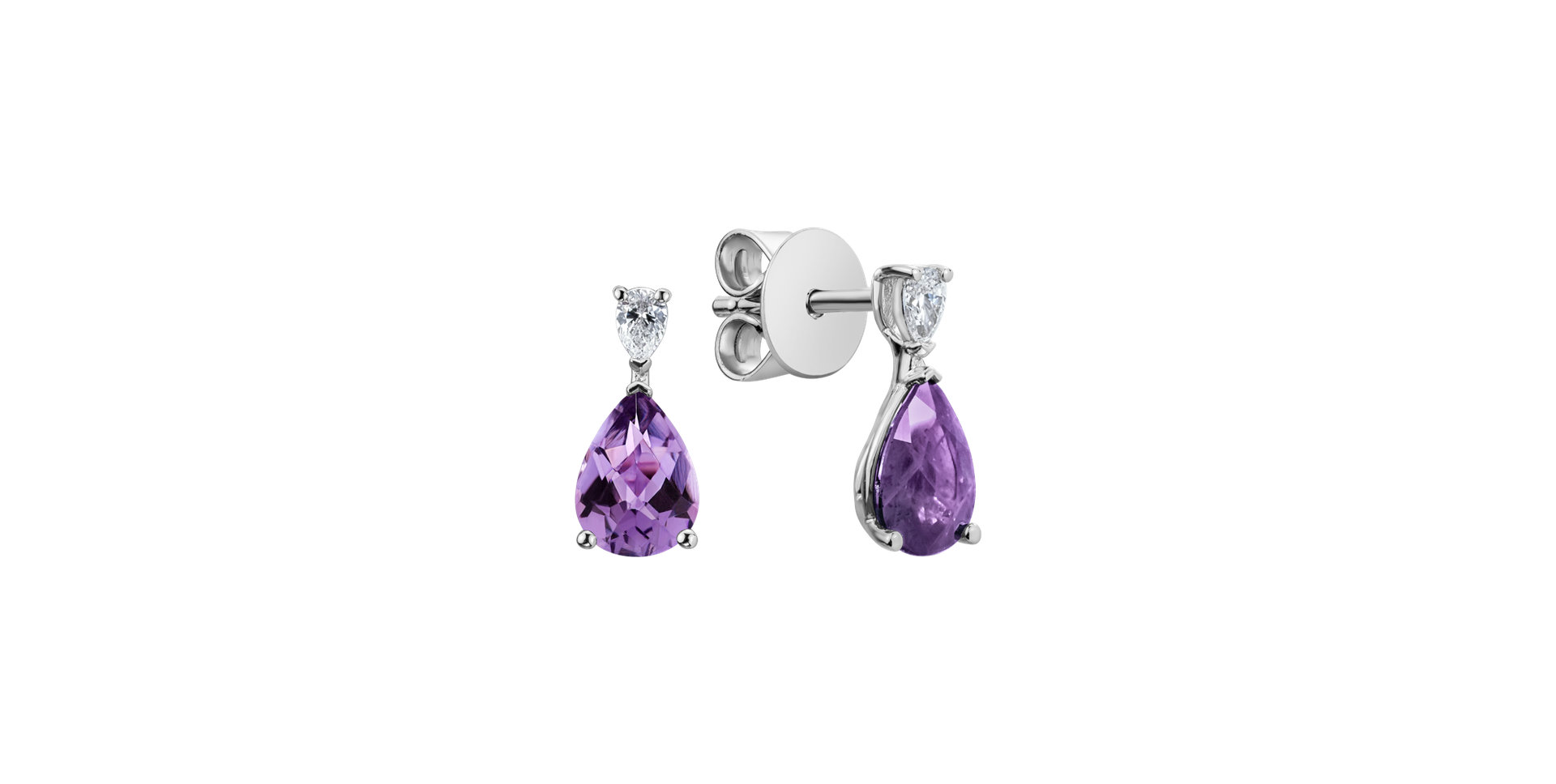 Diamond earrings with Amethyst Whispers of Light