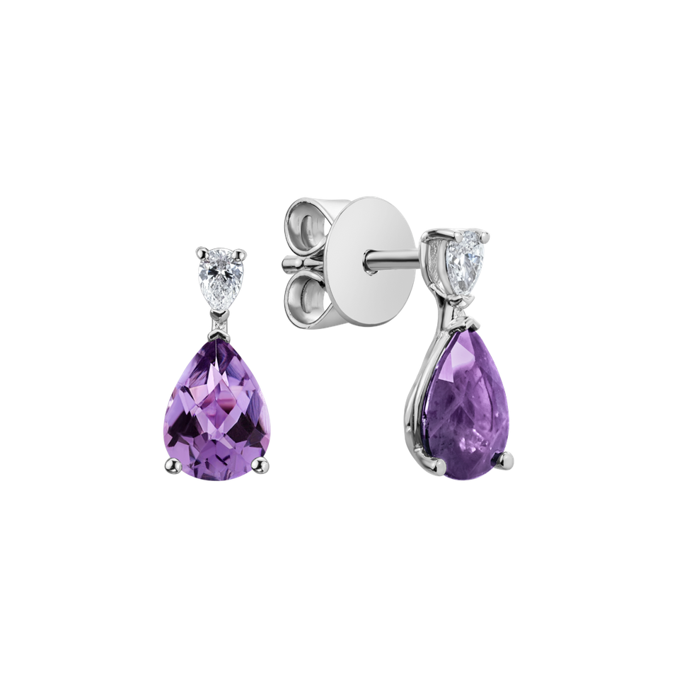 Diamond earrings with Amethyst Whispers of Light