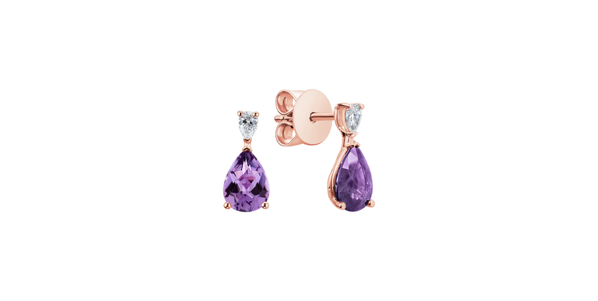 Diamond earrings with Amethyst Whispers of Light
