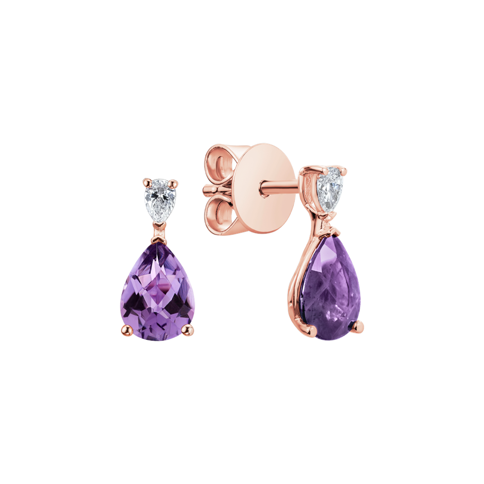 Diamond earrings with Amethyst Whispers of Light