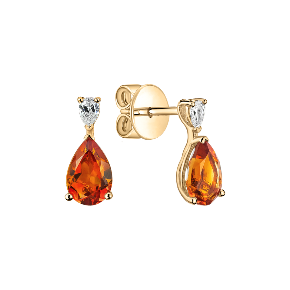 Diamond earrings with Citrine Whispers of Light