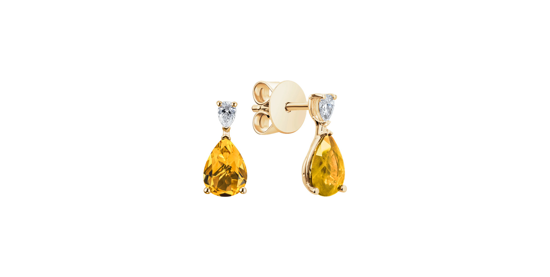 Diamond earrings with Citrine Whispers of Light
