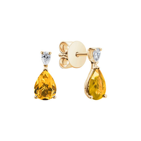 Diamond earrings with Citrine Whispers of Light