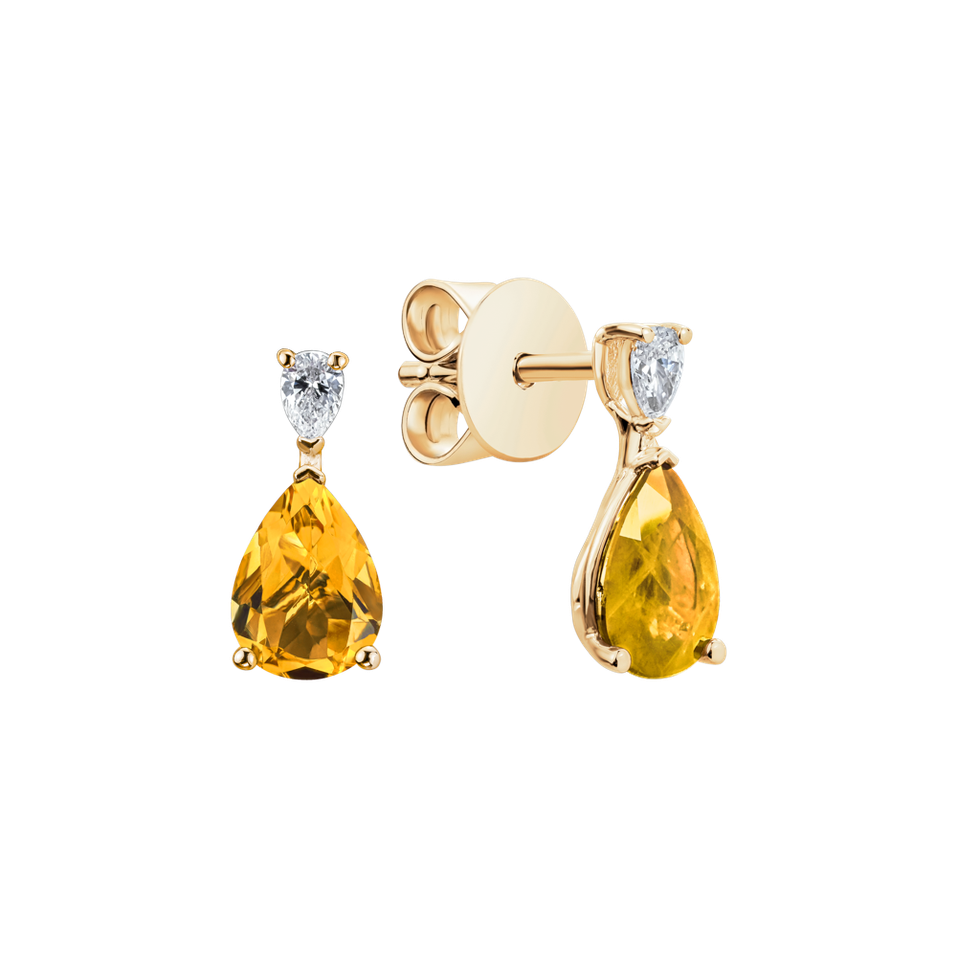 Diamond earrings with Citrine Whispers of Light