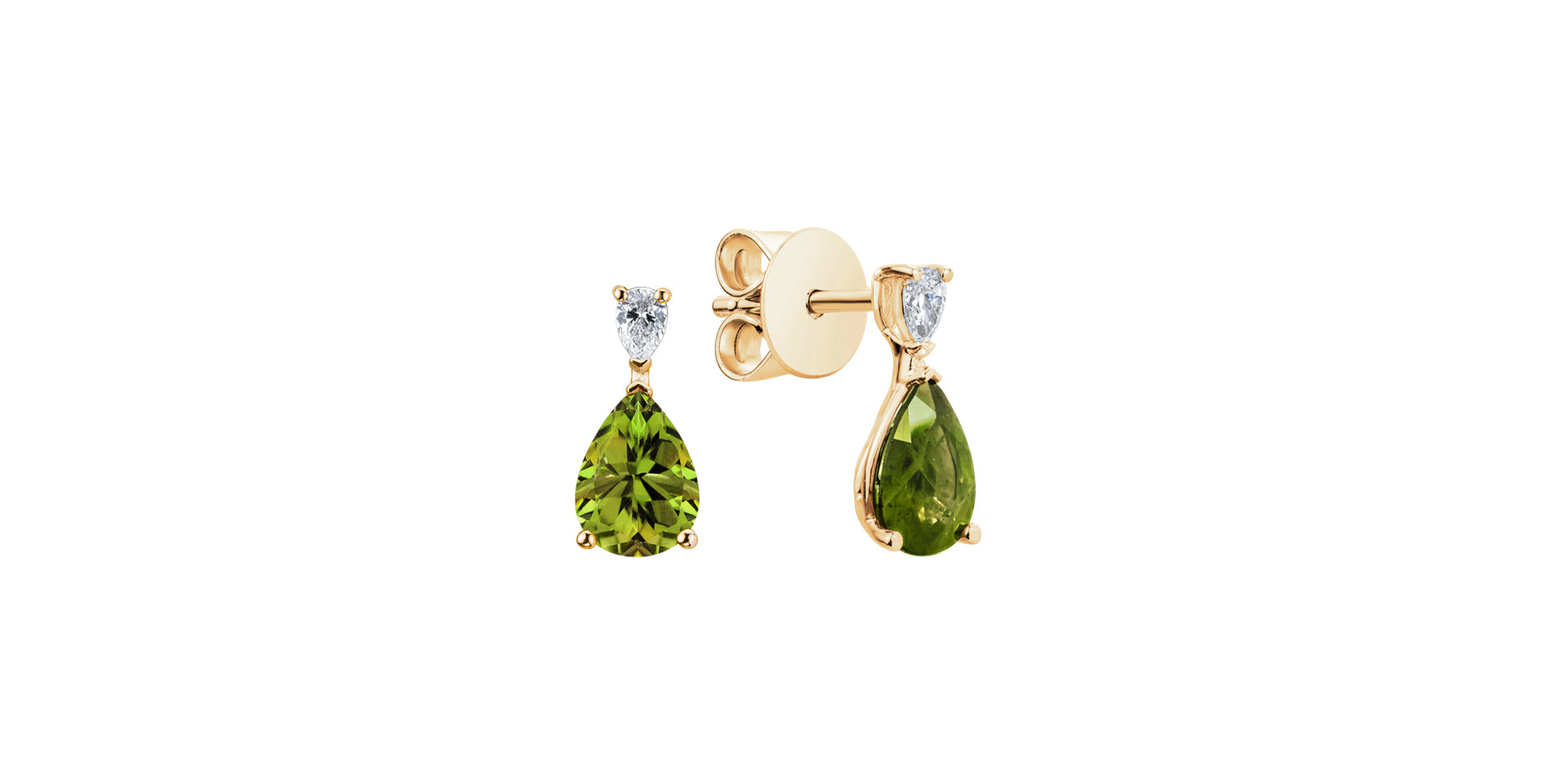 Diamond earrings with Peridot Whispers of Light