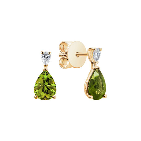 Diamond earrings with Peridot Whispers of Light