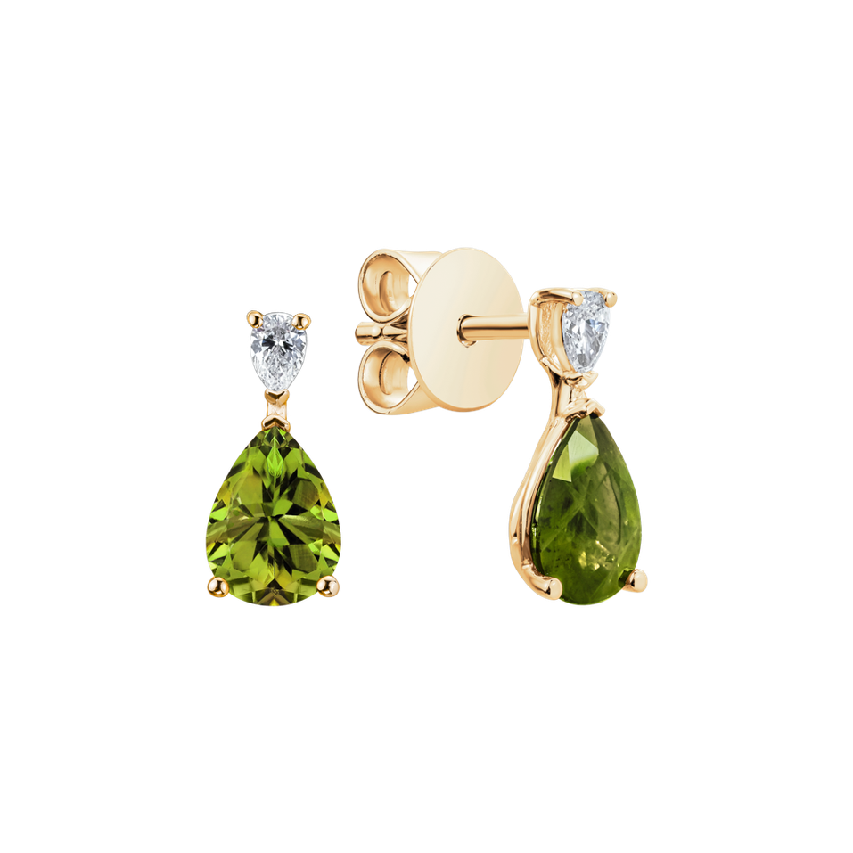 Diamond earrings with Peridot Whispers of Light