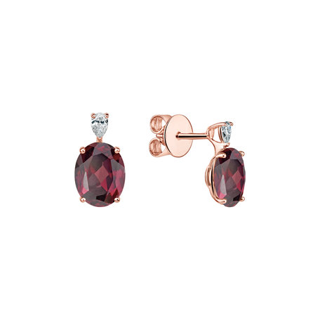 Diamond earrings with Rhodolite Annelise