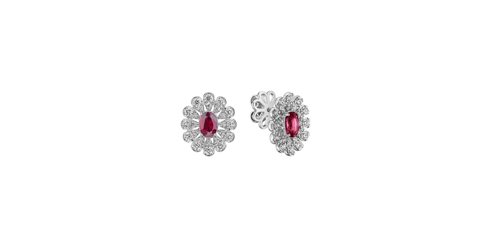 Diamond earrings with Ruby Starlight Bloom