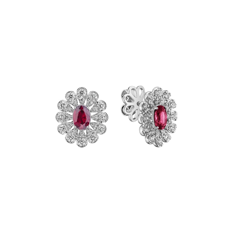 Diamond earrings with Ruby Starlight Bloom