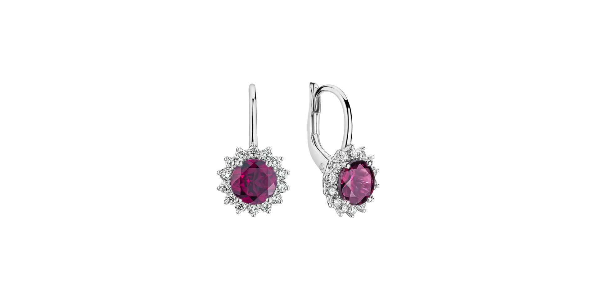 Diamond earrings with Rhodolite Stellar Hope