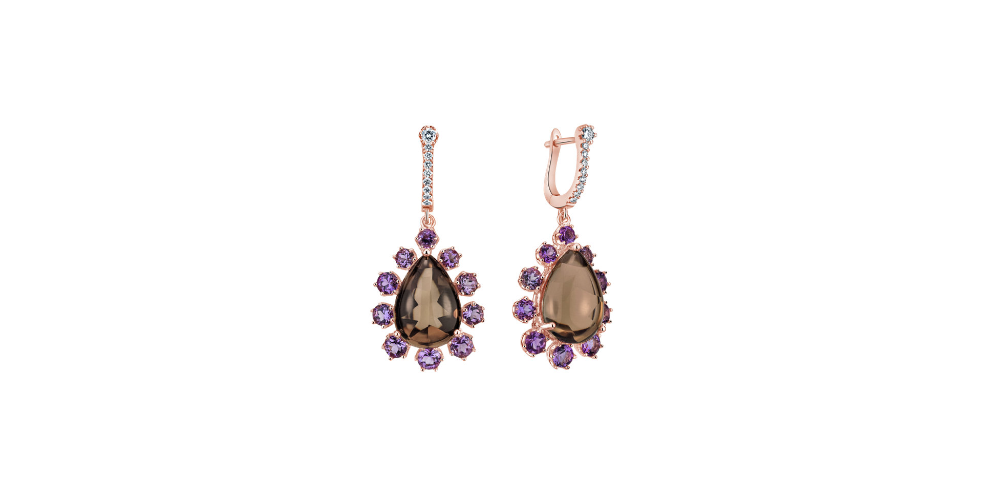 Diamond earrings with Quartz and Amethysts Astral Travel