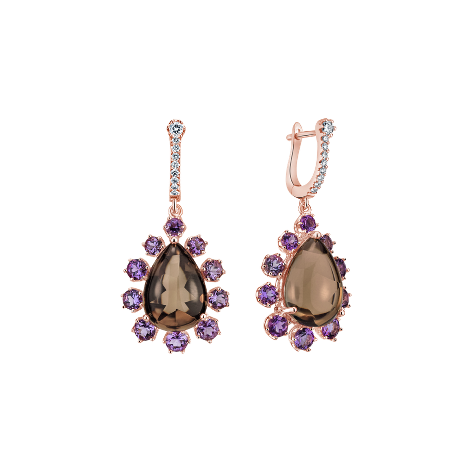 Diamond earrings with Quartz and Amethysts Astral Travel
