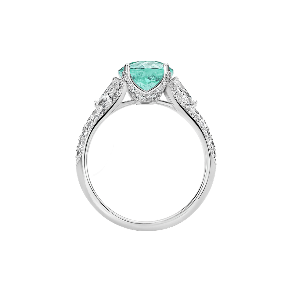 Diamond ring with Paraiba Royal Sky