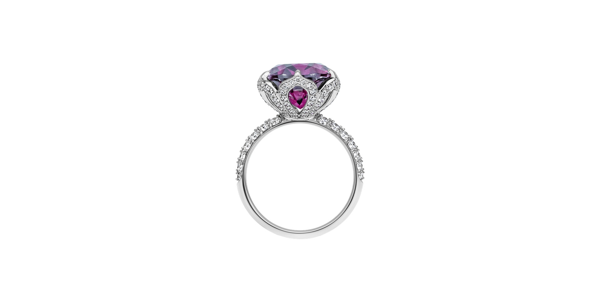 Diamond ring with Rhodolite Fire of Life