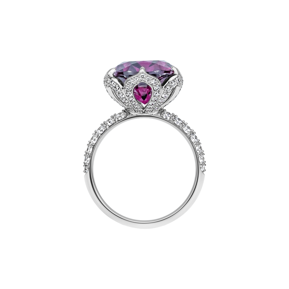 Diamond ring with Rhodolite Fire of Life