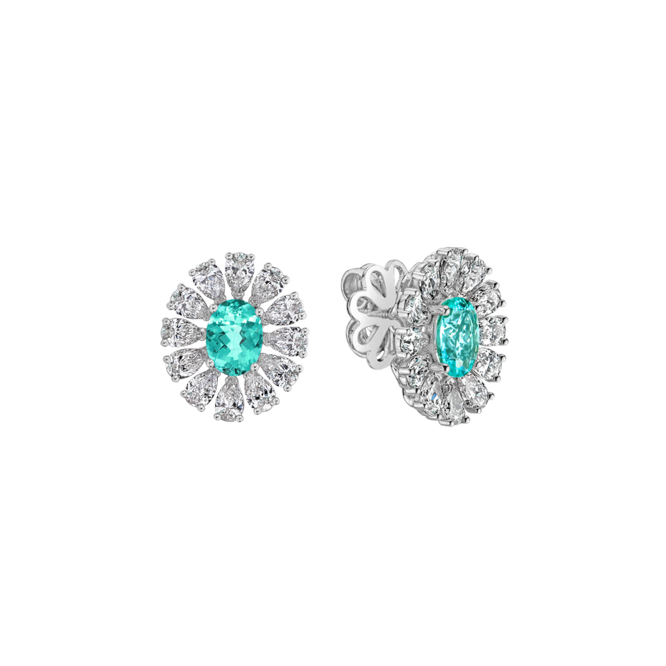 Diamond earrings with Paraiba Petal of the Wind