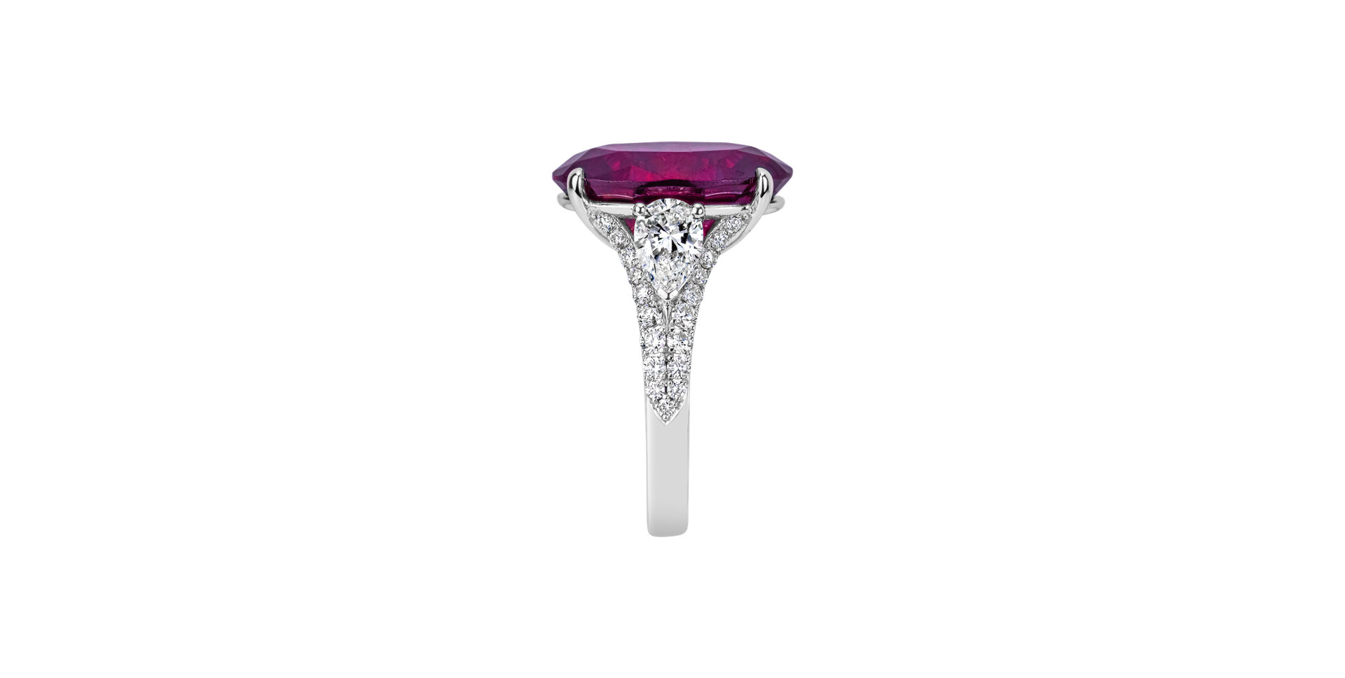 Diamond ring with Tourmaline Cherry Glow