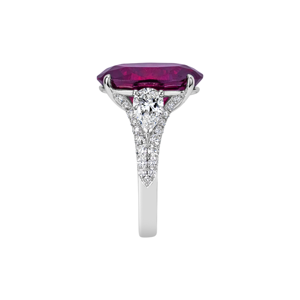 Diamond ring with Tourmaline Cherry Glow
