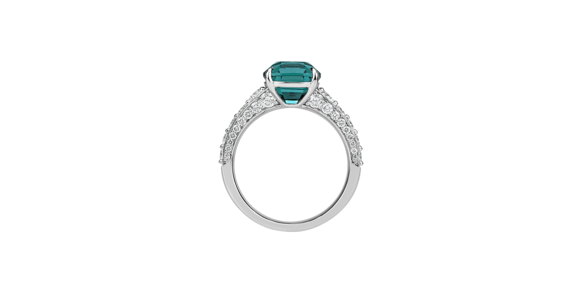 Diamond ring with Tourmaline Seafoam Spark
