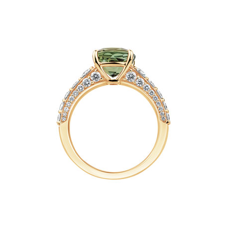 Diamond ring with Tourmaline Seafoam Spark