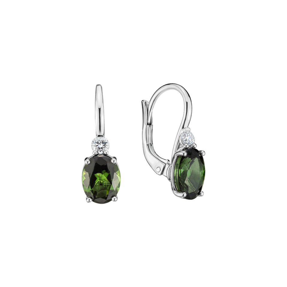 Diamond earrings with Tourmaline Julliete