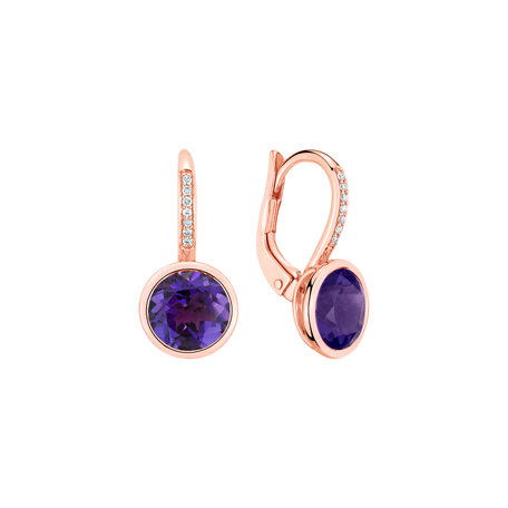Diamond earrings with Amethyst Regal Elegance